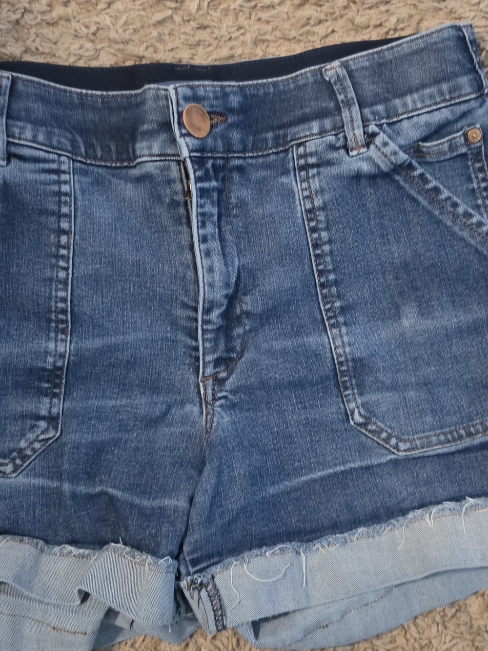 Democracy Mid-Blue Denim Rolled Hem Shorts